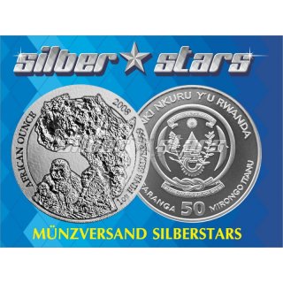 1 OZ Silber Ruanda 2008 Berggorilla in Folie