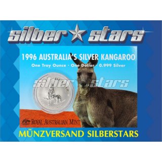 1 OZ Kangaroo 1996 in Coincard