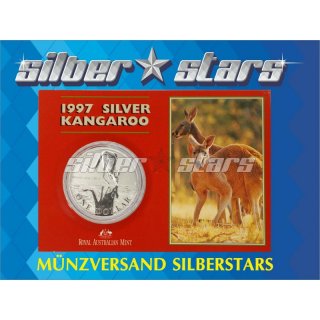 1 OZ Kangaroo 1997 in Coincard