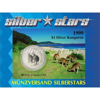 1 OZ Kangaroo 1999 in Coincard