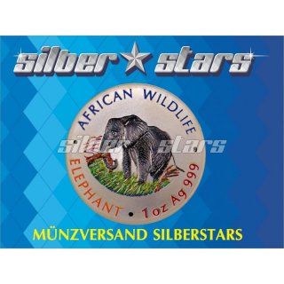 1 OZ Zambia Elephant 2000 colored