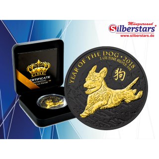 1 OZ Silber Lunar UK 2018 Gold Black Empire Edition