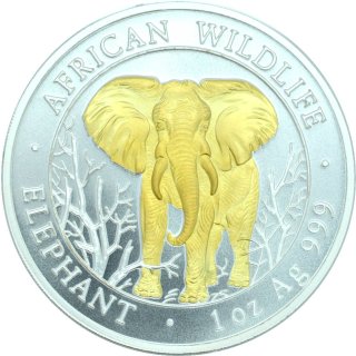 1 OZ Somalia Elephant 2004 gilded