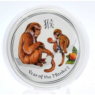 1 OZ Silver Monkey 2016 Lunar II colored