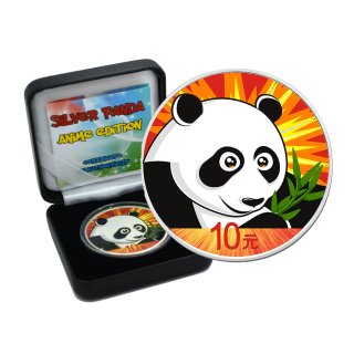 10 Yuan China Panda 2018 Anime Edition in Box und CoA