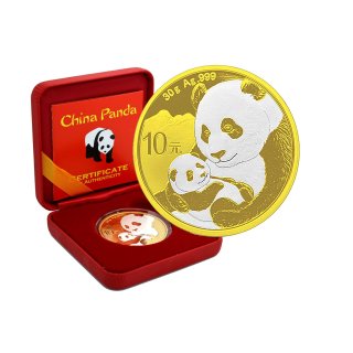 10 Yuan China Panda 2019 gilded reverse in Box + CoA