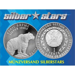 1 OZ Silber 2009  Schneeleopard 1 Tenge