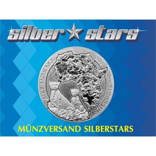 1 OZ Silver Rwanda 2013 Cheetah in mint plastic bag