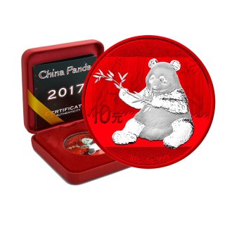 10 Yuan China Panda 2017 Space Red Edition in Box + CoA