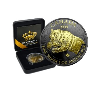 1 OZ Silber Predator Serie Grizzly 2019 Gold Black Empire Edition