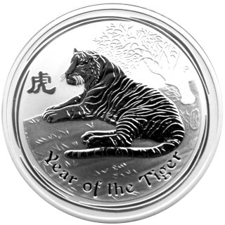 10 OZ Silber Tiger 2010 Lunar II