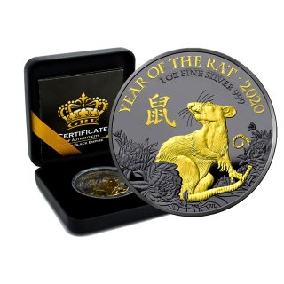1 OZ Silver Lunar UK 2020 Gold Black Empire Edition