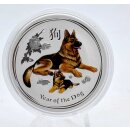 1 OZ Silber Hund 2018 Lunar II mit Farbapplikation