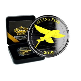 1 OZ Silber Barbados Flying Fish 2019 Gold Black Empire Edition