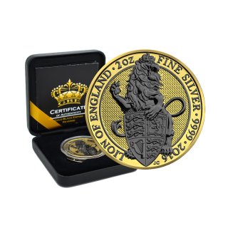2 OZ  Silber Queens Beasts Lion of England 2016 Gold Black Empire Edition reverse