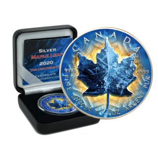1 OZ Silber Maple Leaf 2020  Color Lighting ICE Edition in Box + CoA