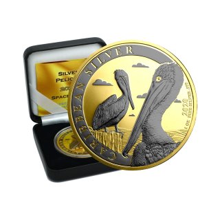 1 OZ Silber Barbados 2020 Pelican Space Gold Edition