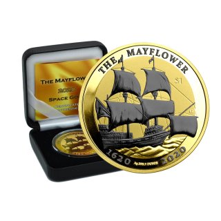 1 OZ Silber British Virgin Islands 2020 The Mayflower Space Gold Edition