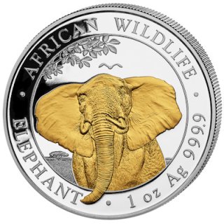 1 Unze Somalia Elefant 2021 gilded