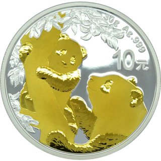 10 Yuan China Panda 2021 mit Goldapplikation