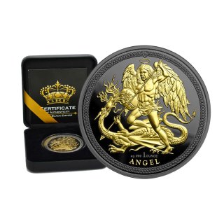 1 OZ Silber Isle of Man Angel  2018  Gold Black Empire Edition