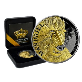 1 OZ Silber Mandrill 2020 Kamerun Gold Black Empire Edition