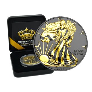 1 OZ Silber Eagle 2021 Gold Black Empire Edition