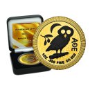 1 OZ Silber Niue Eule von Athen 2021 Space Gold Edition
