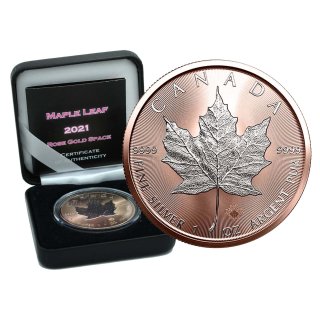 1 OZ Silber Maple Leaf 2021 Rose Gold Edition