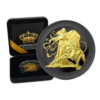 1 OZ Silber Saint Helena Una &amp; The Lion 2021  Gold Black Empire Edition