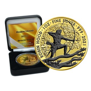 1 OZ Silber Robin Hood 2021 Gold Space Edition