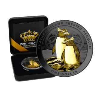 1 OZ Silber Crested Pinguin 2020 Gold Black Empire Edition