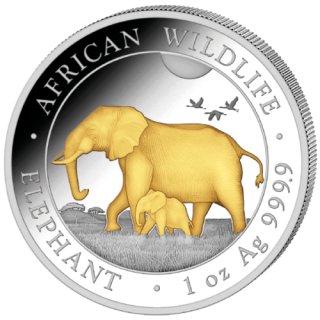 1 Unze Somalia Elefant 2022  gilded