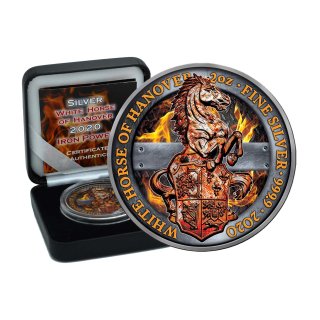 2 OZ  Silber Queens Beasts White Horse of Hanover 2020 Iron Power Edition