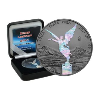 1 OZ Silber Mexico Libertad  2021 Black Holographic Edition