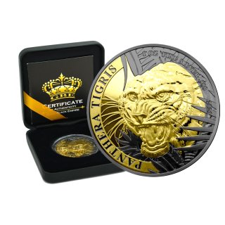 1 OZ Silber Laos 2021 Panthera Tigris Gold Black Empire Edition