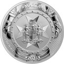 1 OZ Silber Malta 5 &euro; Knights Of The Past 2021 in Blister Coincard CoA