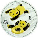 10 Yuan China Panda 2022 mit Goldapplikation