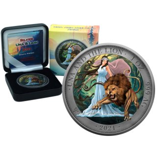 1 OZ Silber Saint Helena Una &amp; The Lion 2021 Mystic Forest Edition
