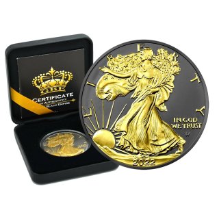 1 OZ Silber Eagle 2022 Gold Black Empire Edition