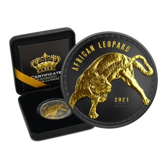 1 OZ Silber African Leopard 2021 Ghana Gold Black Empire Edition