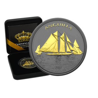 1 OZ Silber Anguilla 2021 Sailing Regatta Gold Black Empire Edition