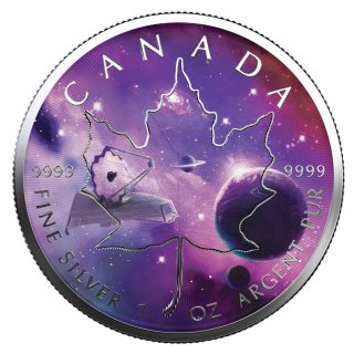 1 OZ Silber Maple Leaf 2022  Glowing Galaxy Edition