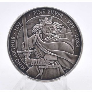 1 oz Silver King Arthur 1 oz Silber Antique Finish