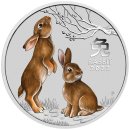 1 OZ Silver Rabbit 2023 Lunar III colored