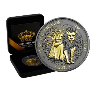 1 OZ Silber Saint Helena Una &amp; The Lion 2023  Gold Black Empire Edition
