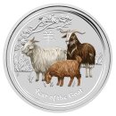 1 OZ Silber Ziege 2015 Lunar II mit Farbapplikation