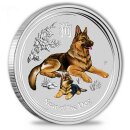 1 OZ Silber Hund 2018 Lunar II mit Farbapplikation