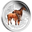 1/2 OZ Silber Pferd 2014 Lunar II mit Farbapplikation