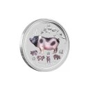 2 OZ Silber Schwein 2019 Lunar II mit Farbapplikation